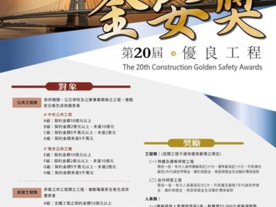 聚焦源頭安全設計與承攬管理,2026工程金安獎5月起報名