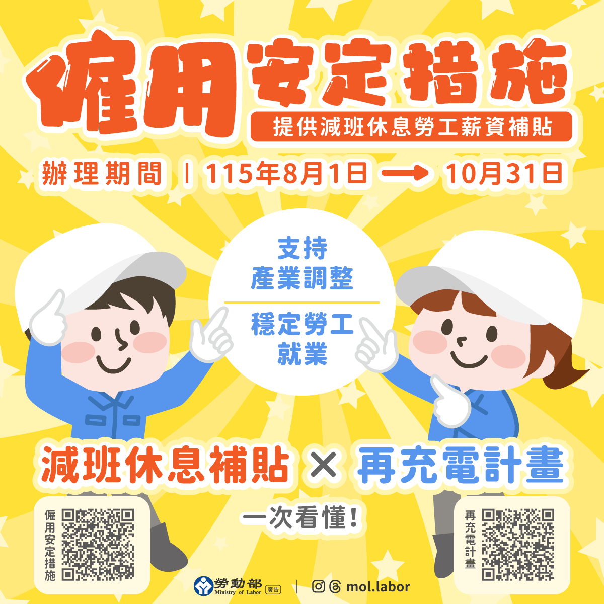 e99984e59c96_e583b1e794a8e5ae89e5ae9ae68eaae696bd01-1 勞動部公告「橡膠製品製造業」等9行業繼續辦理僱用安定措施3個月,提供產業過渡性支持與適當緩衝期,協助勞工穩定就業 展示圖