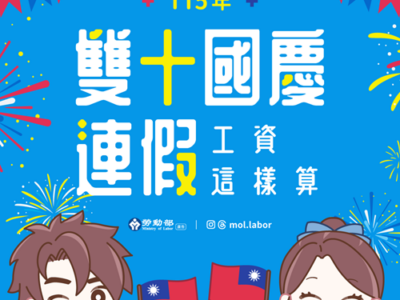 115年『國慶日』連假三日,雇主應依法給假,出勤應給加班費